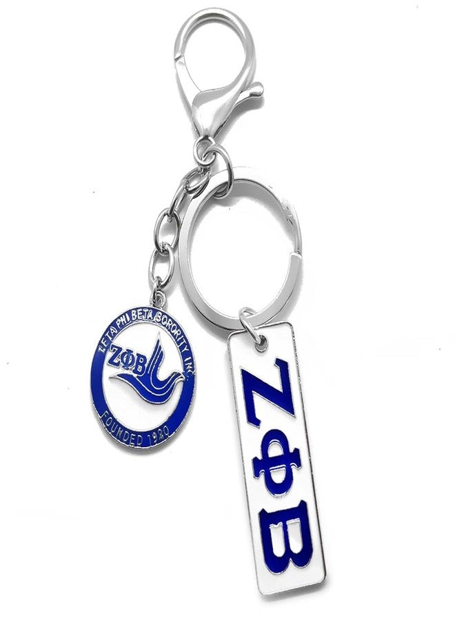 muiot Fashion metal plating sorority society ZETA ZPB letter label Nameplate dove 1920 Pendant Keychain Long key chain - Image 1